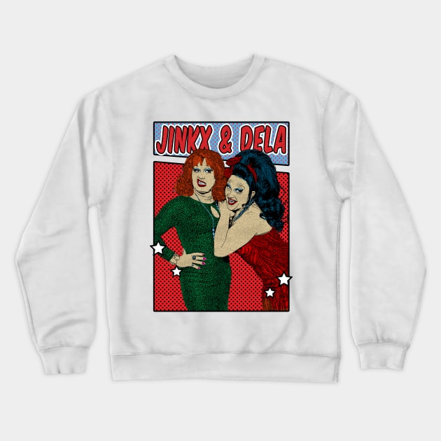 Jinkx and Dela Holiday Pop Art Comic Style Crewneck Sweatshirt by Flasher